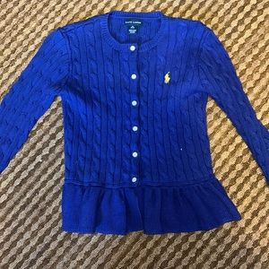 Ralph Lauren Kids Cotton Peplum Cable Cardigan,
